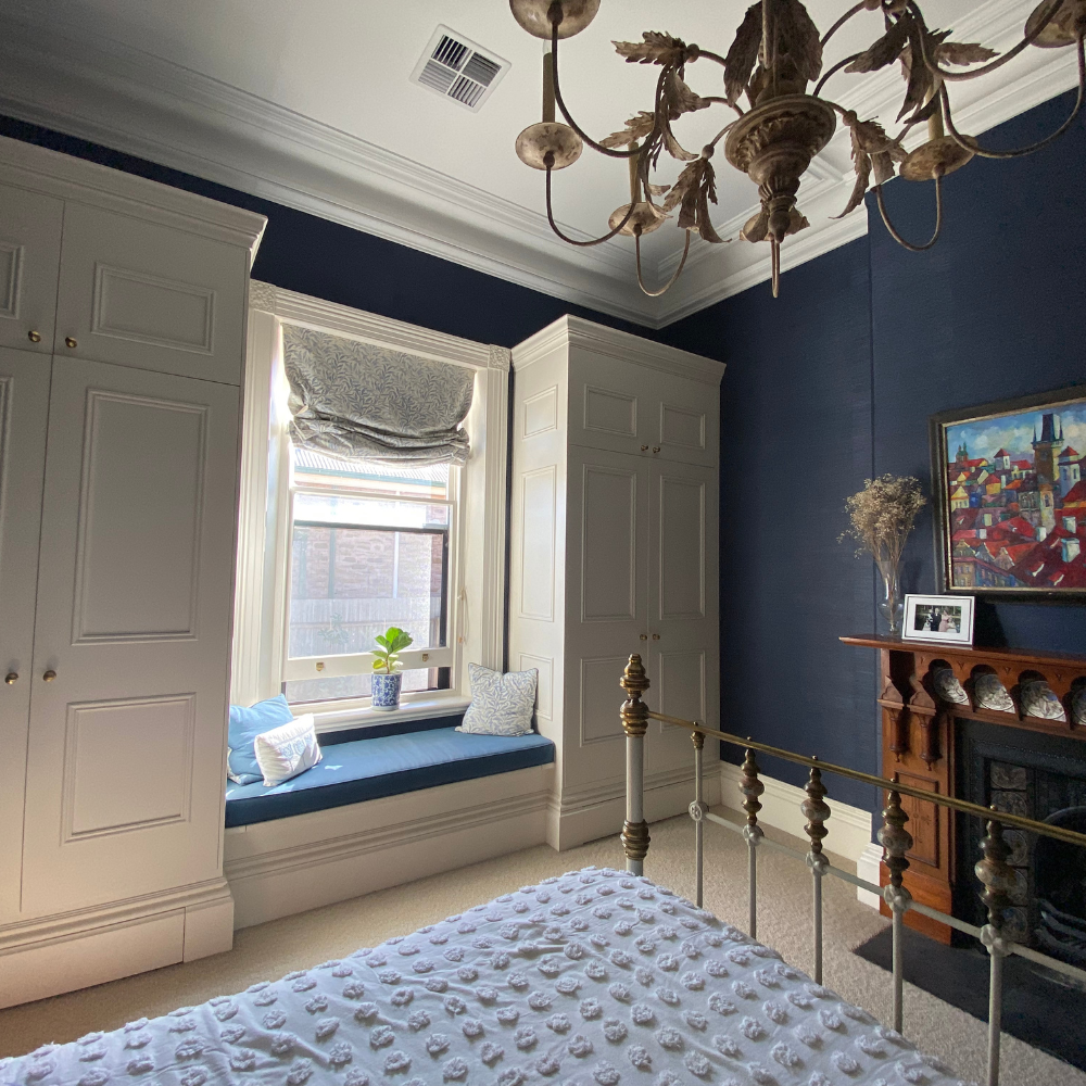 Navy blue bedroom